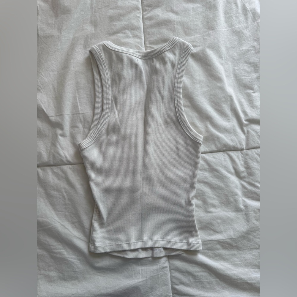 Motel Rocks Cariter Racer Vest Top In Ribbed White - Picture 6 of 7